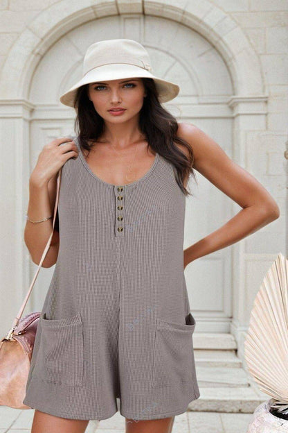 Comfy Pocketed Sleeveless Romper - FoxesFashion