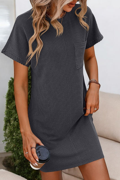 Sunny Stripes Ribbed Mini Tee Dress