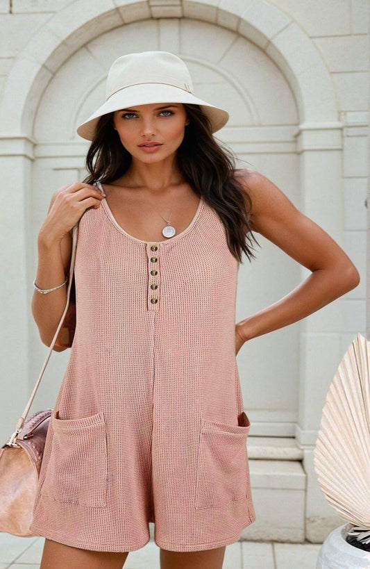 Comfy Pocketed Sleeveless Romper - FoxesFashion