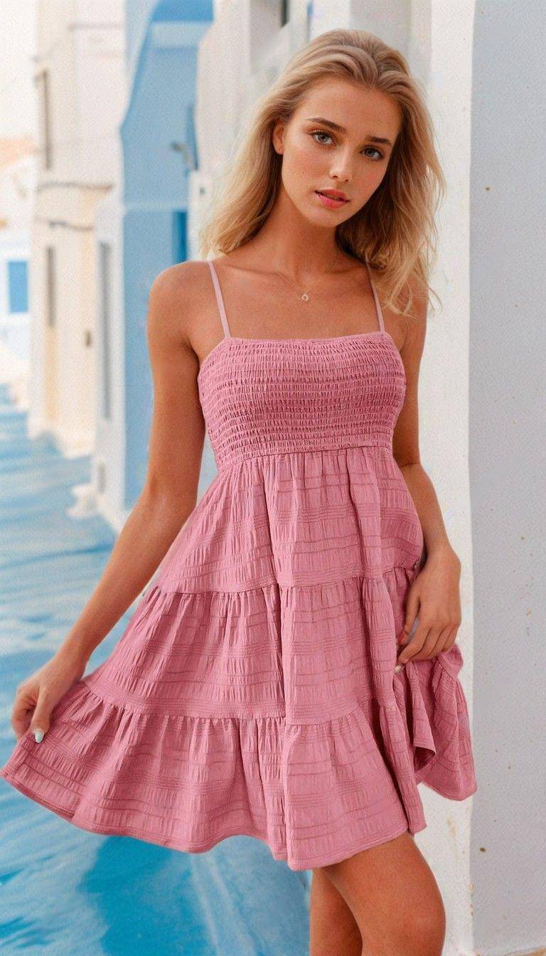 Smocked Square Neck Mini Dress – Summer Chic - FoxesFashion