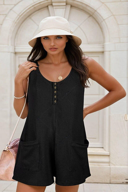 Comfy Pocketed Sleeveless Romper - FoxesFashion