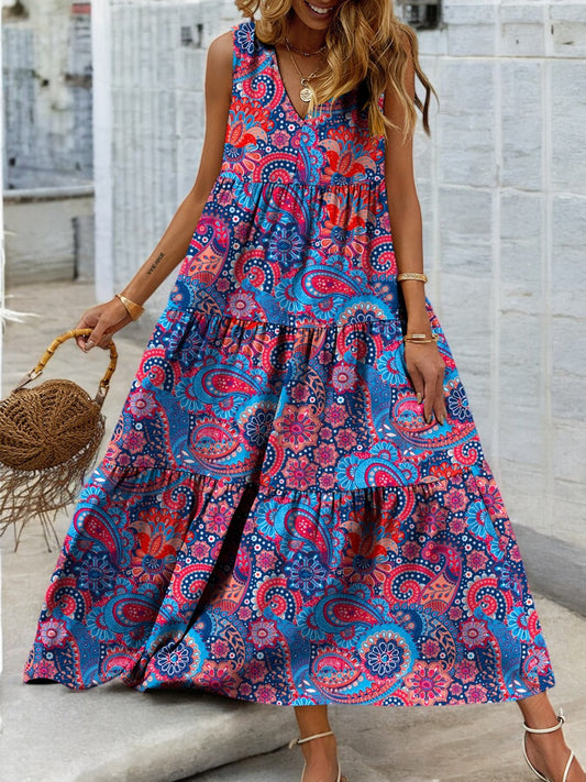 Boho Breeze Tiered Sleeveless Summer Dress