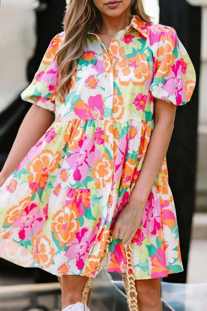 Blooming Elegance Puff Floral Dress