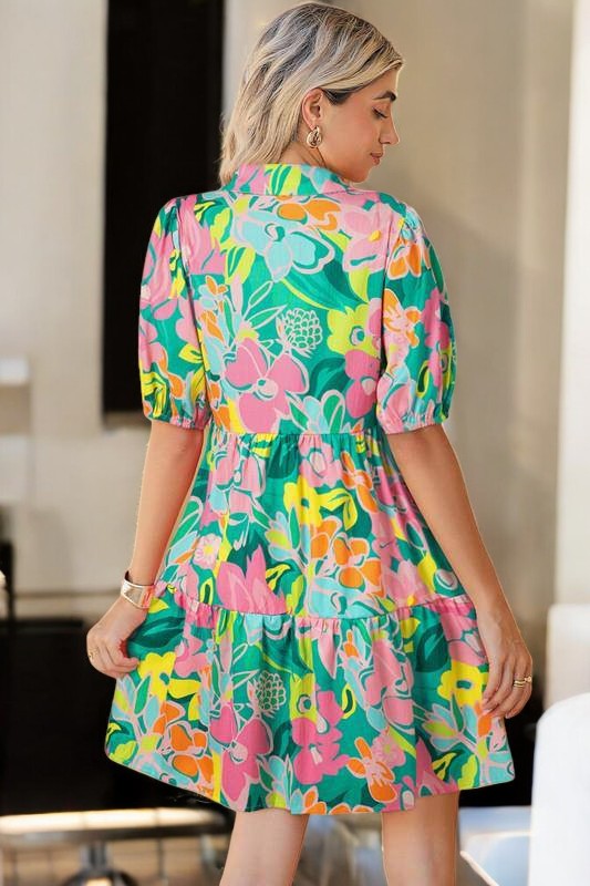 Blooming Elegance Puff Floral Dress