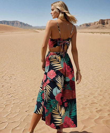 Boho Floral Crop & Skirt Set - Summer Two-Piece Outfit - FoxesFashion