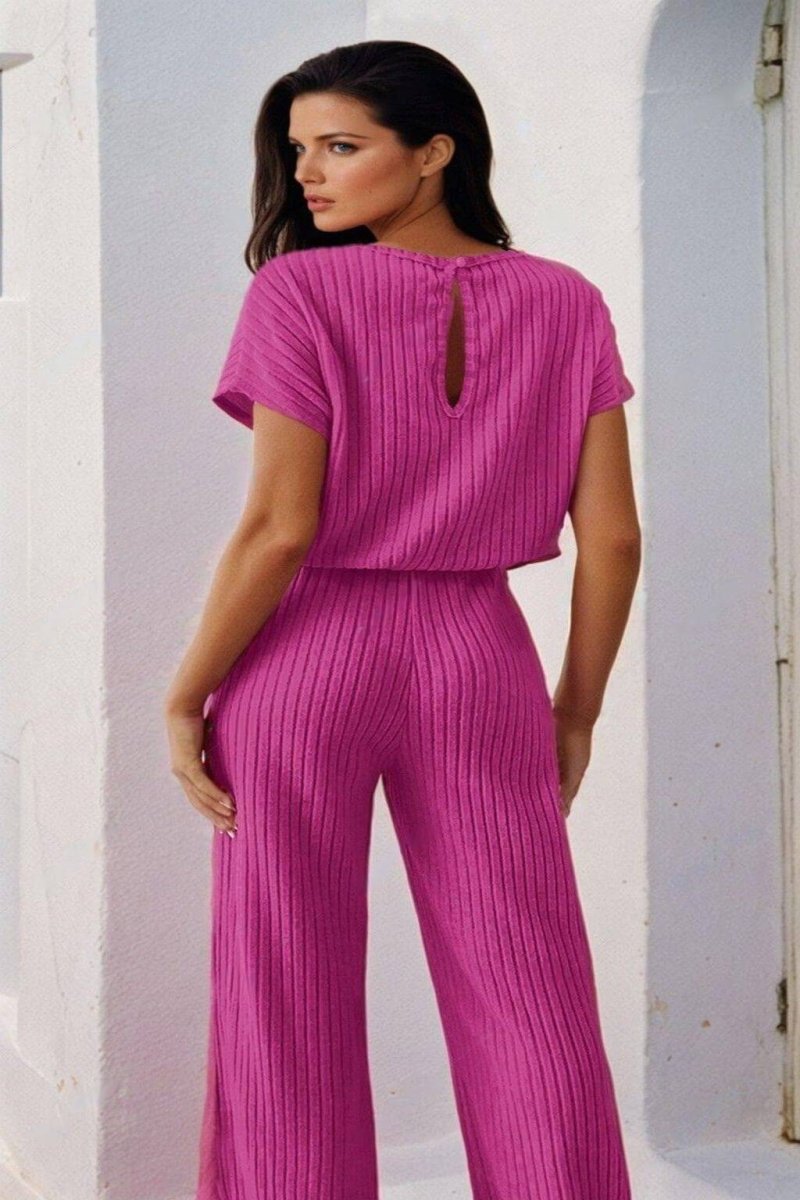 Casual Chic Short Sleeve Jumpsuit - FoxesFashion