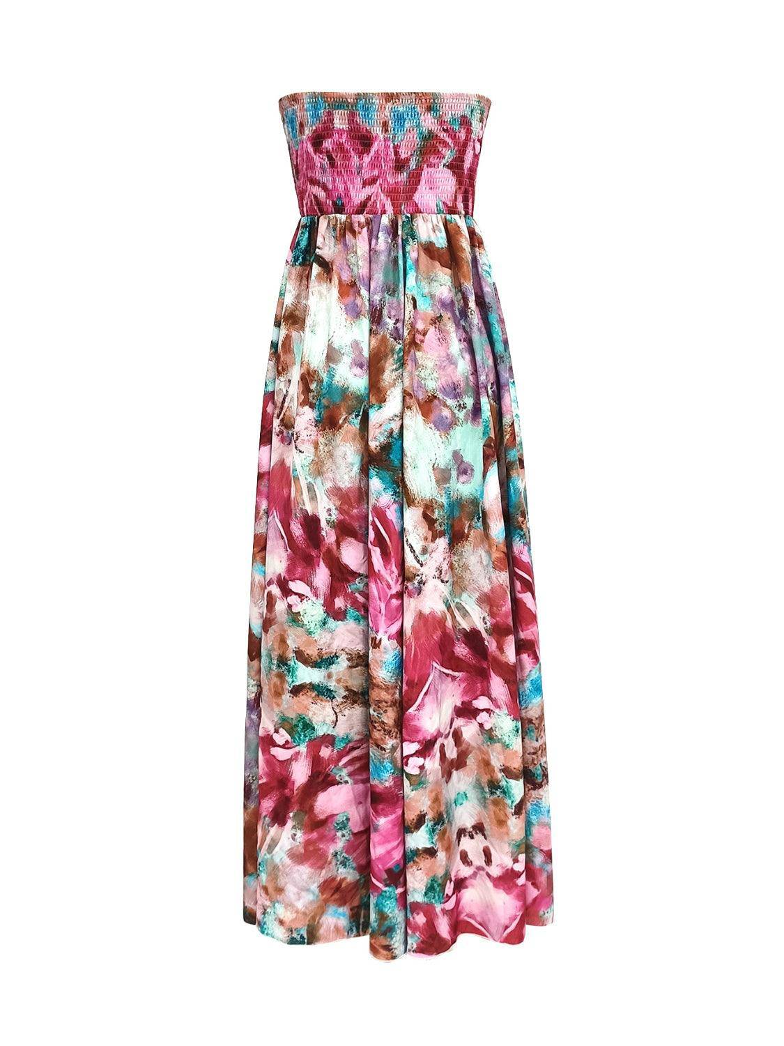 Tropical Floral Smocked Maxi Dress - FoxesFashion