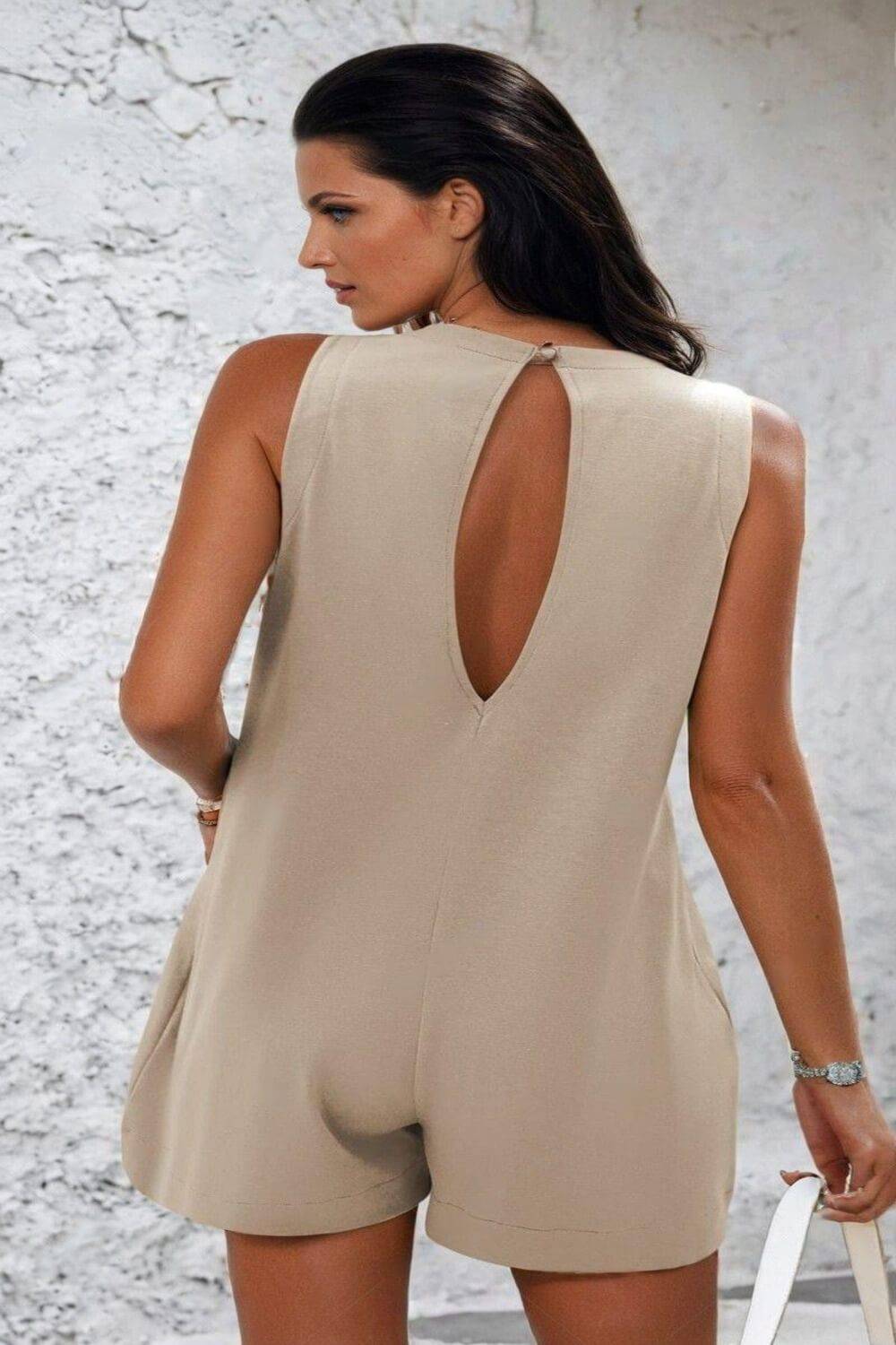 Summer Pocketed Sleeveless Romper - FoxesFashion