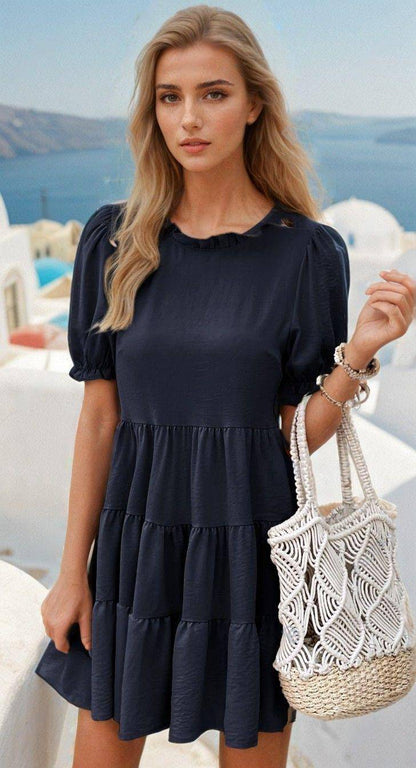 Tiered Puff Sleeve Dress – Summer Chic - FoxesFashion