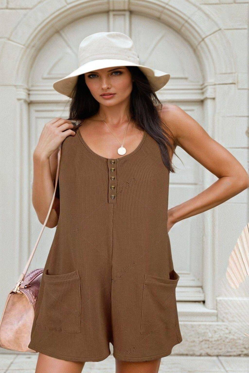 Comfy Pocketed Sleeveless Romper - FoxesFashion