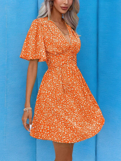 Floral V-Neck Mini Dress - Summer Chic