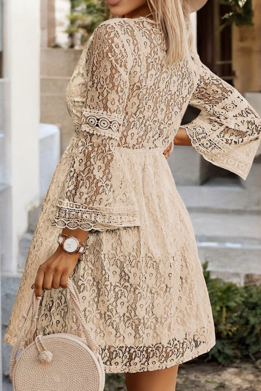 Lace Allure V-Neck Sleeve Dress