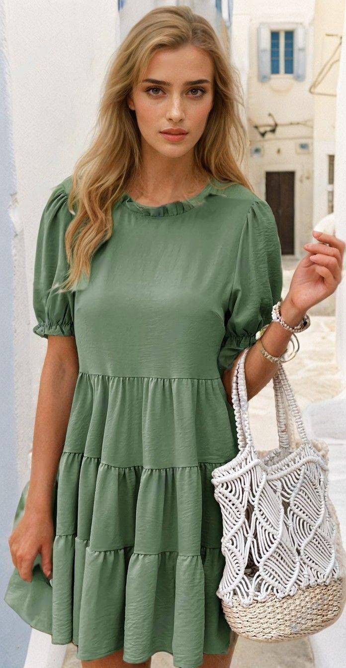 Tiered Puff Sleeve Dress – Summer Chic - FoxesFashion