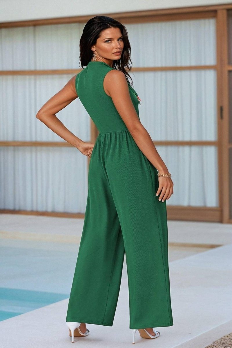 Chic Mock Neck Jumpsuit - FoxesFashion