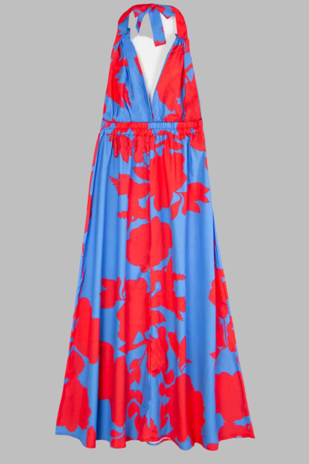 Chic Contrast Halter Neck Maxi Dress