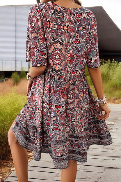 Breezy Bloom Printed V-Neck Mini Dress