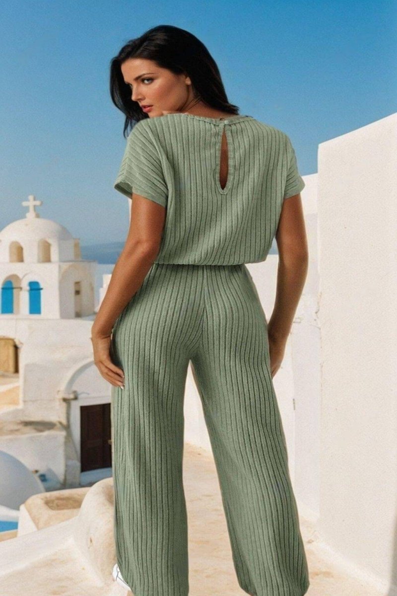 Casual Chic Short Sleeve Jumpsuit - FoxesFashion