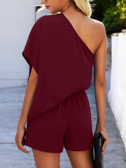 Asymmetric Batwing Sleeve Romper