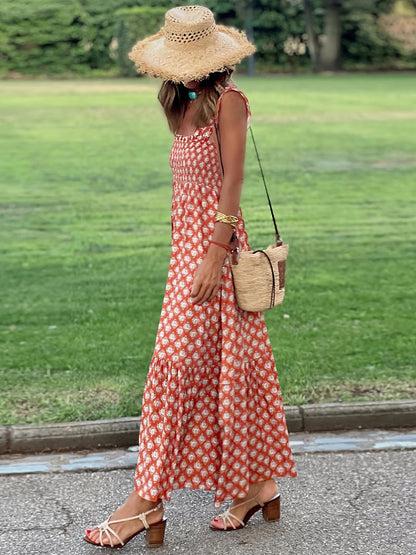 Boho Breeze Smocked Sleeveless Sundress - FoxesFashion