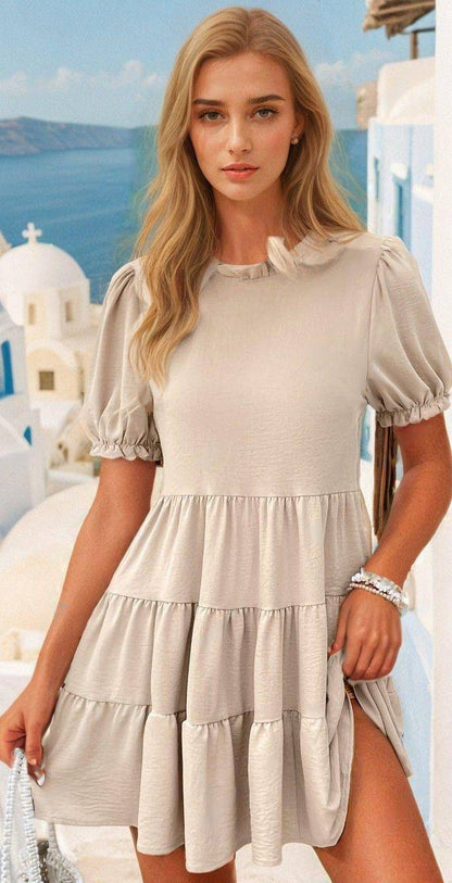 Tiered Puff Sleeve Dress – Summer Chic - FoxesFashion