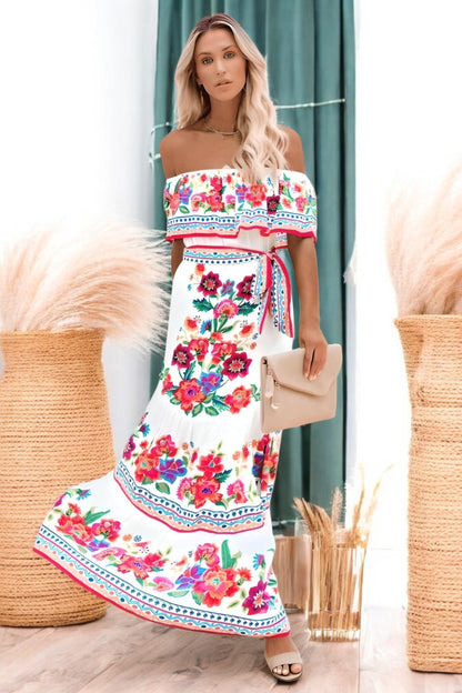 Off-Shoulder Floral Summer Maxi Dress