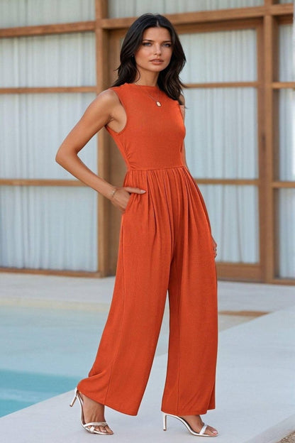 Chic Mock Neck Jumpsuit - FoxesFashion