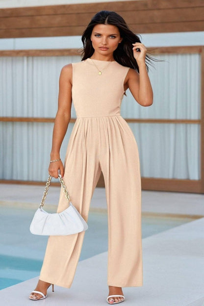 Chic Mock Neck Jumpsuit - FoxesFashion