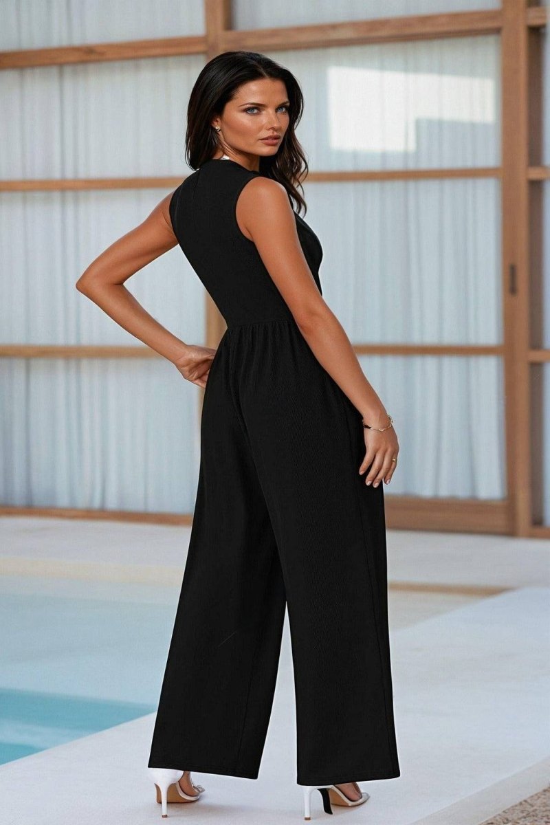 Chic Mock Neck Jumpsuit - FoxesFashion