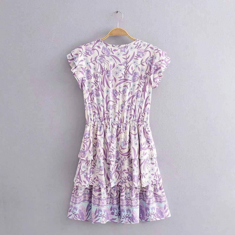 Lilac Dream Floral Mini Dress - Vibes for Summer - FoxesFashion