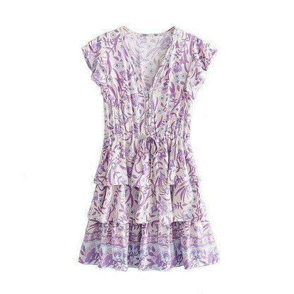 Lilac Dream Floral Mini Dress - Vibes for Summer - FoxesFashion