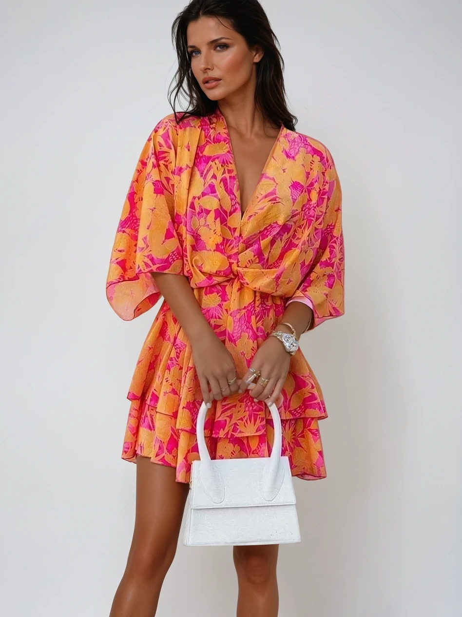 Sunset Bliss Ruffle Mini Dress