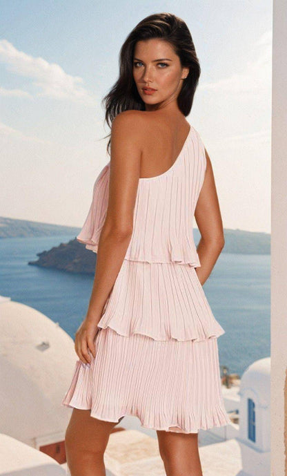 One-Shoulder Layered Mini Dress – Summer Essential - FoxesFashion