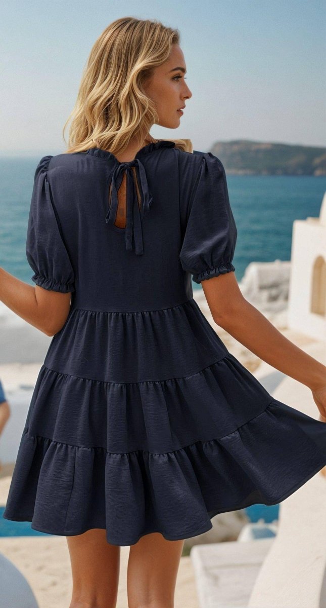 Tiered Puff Sleeve Dress – Summer Chic - FoxesFashion