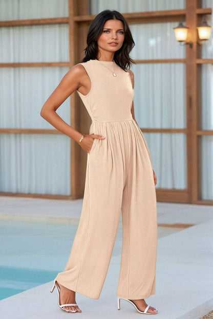 Chic Mock Neck Jumpsuit - FoxesFashion