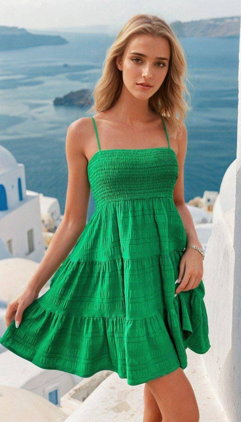 Smocked Square Neck Mini Dress – Summer Chic - FoxesFashion