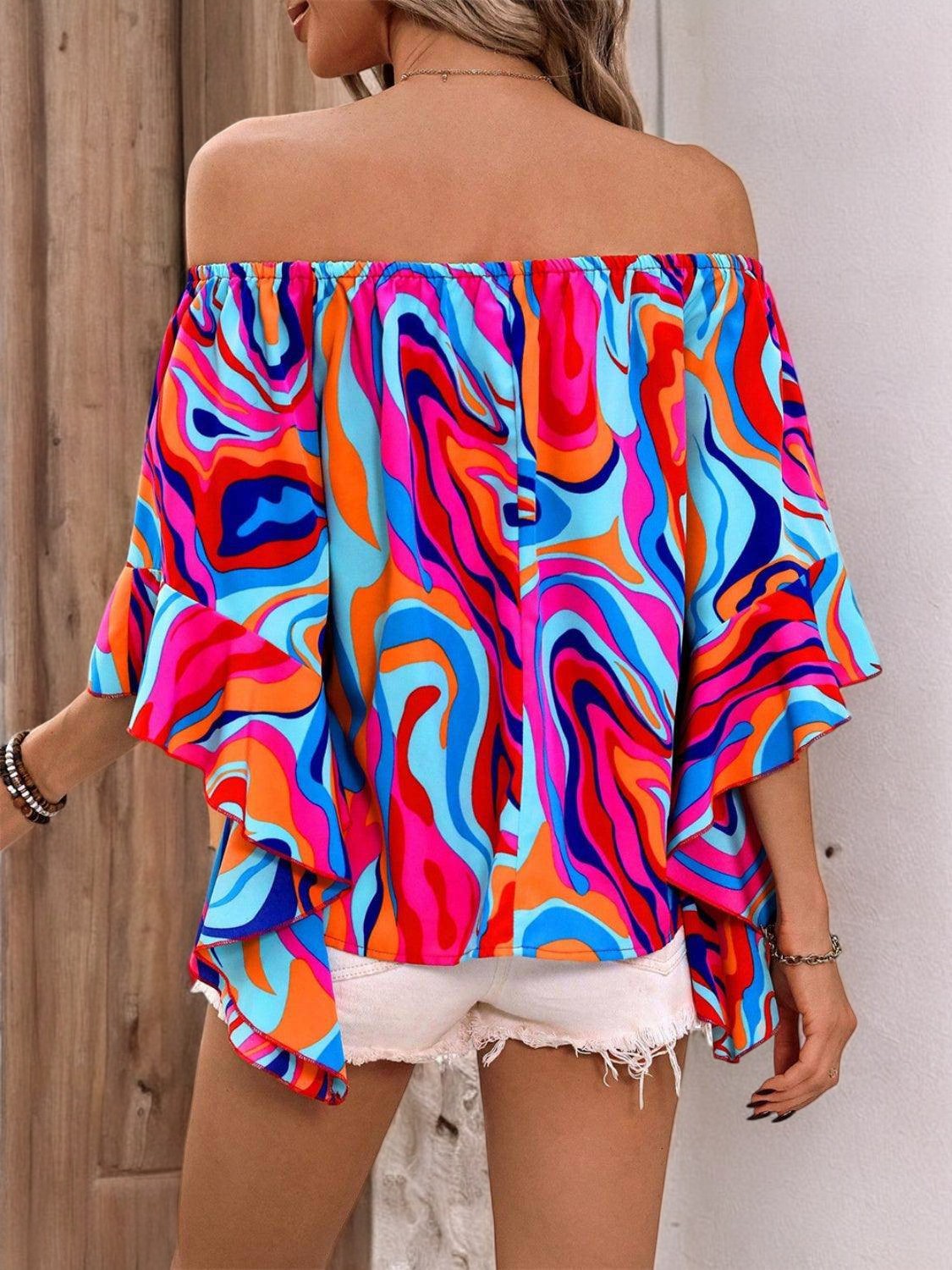 Sunny Escape Printed Off-Shoulder Blouse