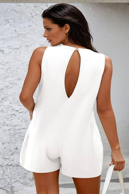 Summer Pocketed Sleeveless Romper - FoxesFashion