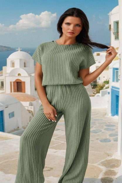 Casual Chic Short Sleeve Jumpsuit - FoxesFashion