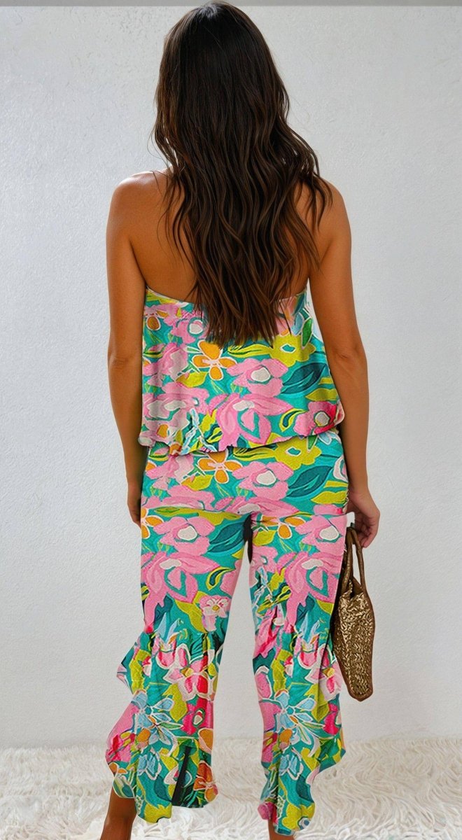 Summer Ruffle Strapless Jumpsuit - FoxesFashion