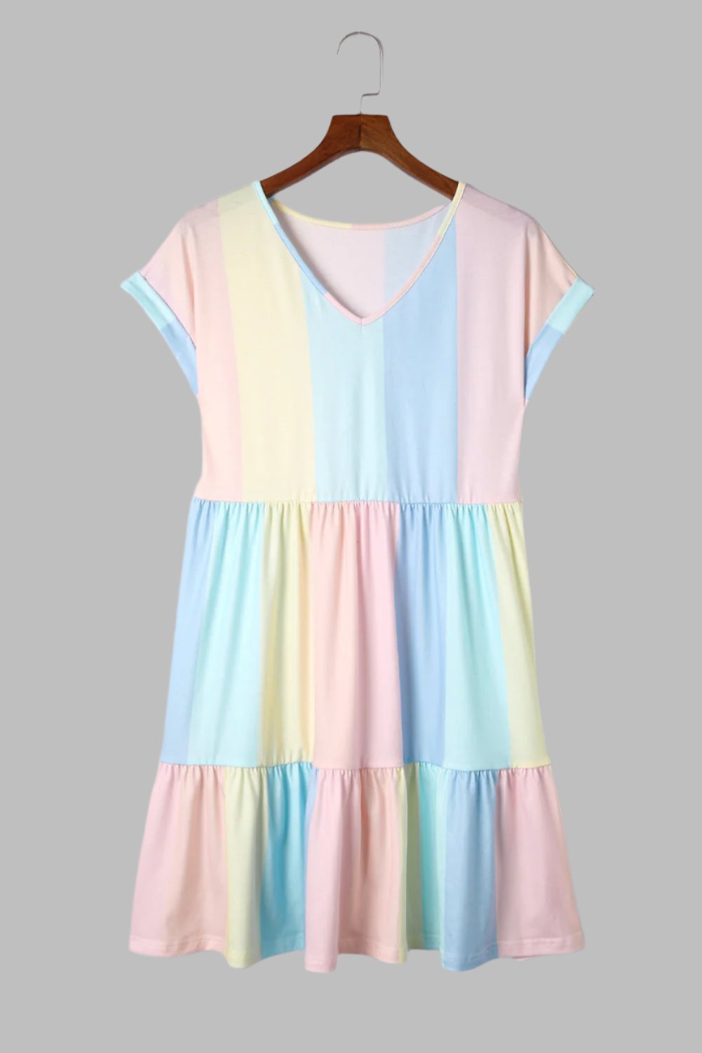 Sunny Vibes Color Block V-Neck Mini Dress - FoxesFashion