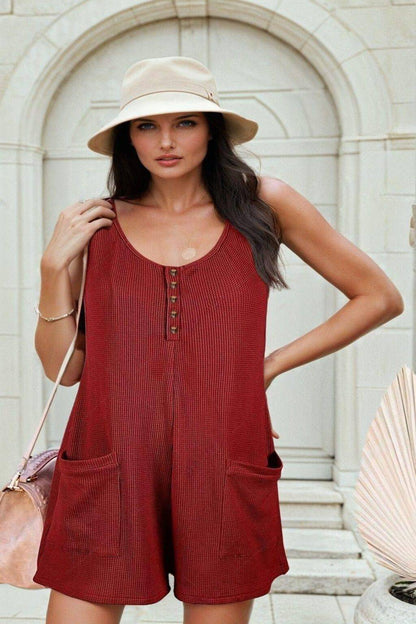 Comfy Pocketed Sleeveless Romper - FoxesFashion