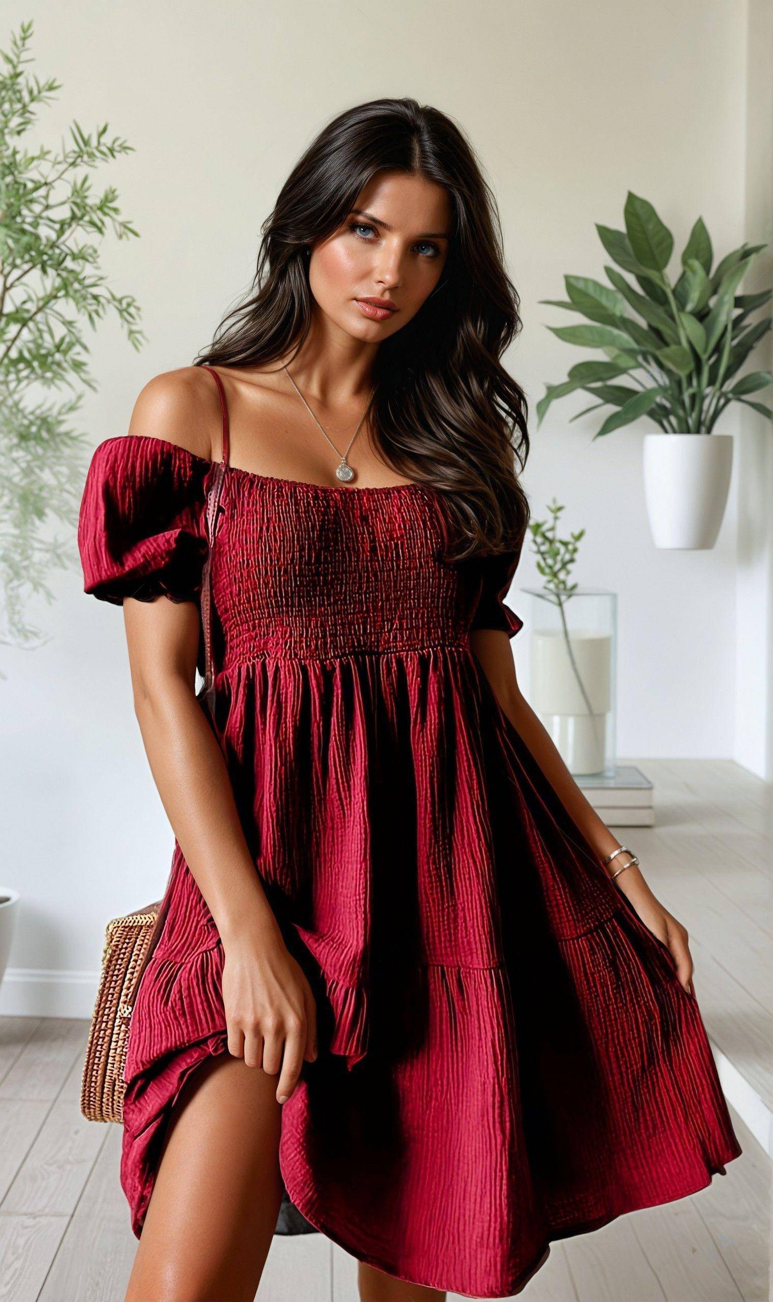 Ruffled Off-Shoulder Midi Dress - FoxesFashion