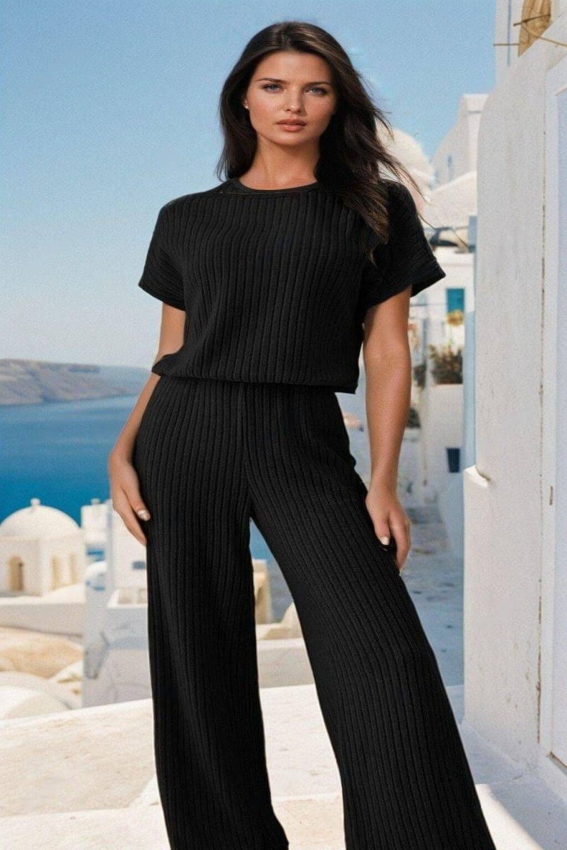 Casual Chic Short Sleeve Jumpsuit - FoxesFashion